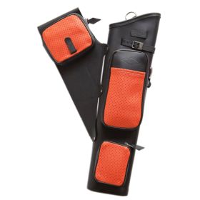 Neet NT-2300 Leather Target Quiver (Option: Black with Orange Pockets RH)