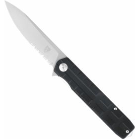 CobraTec Large Kuzio Drop Serrated Folder Knife (Option: Folding Blade Black)