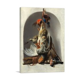 Still Life with Birds and Hunting Gear in a Niche 1633 (Type: Standard Framed Canvas Print, size: 24" x 16" / 60cm x 40cm (approx))